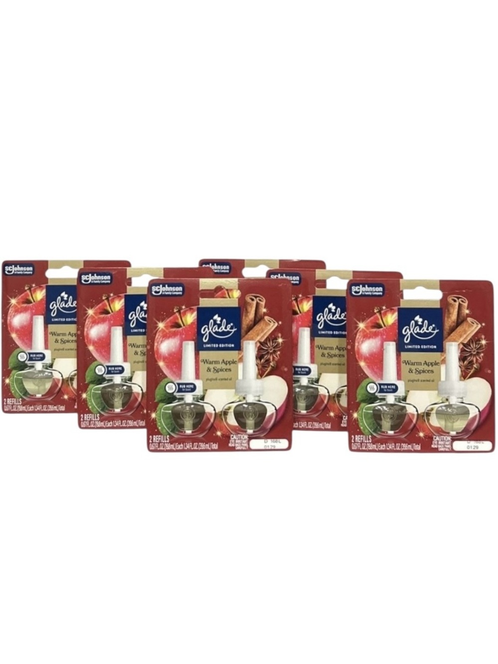 6 Glade PlugIn Scented Oil Refills Warm Apple Spices Air Freshener Deodorizer